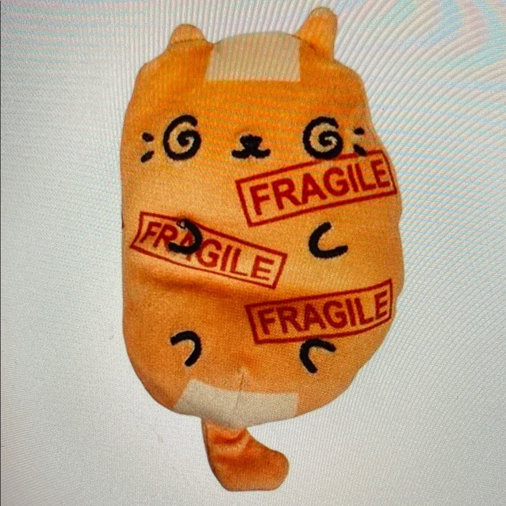 FRAGILE Cats vs Pickles Cat Plush Bean Bag #119 Tactile Fidget 4" Gold Series